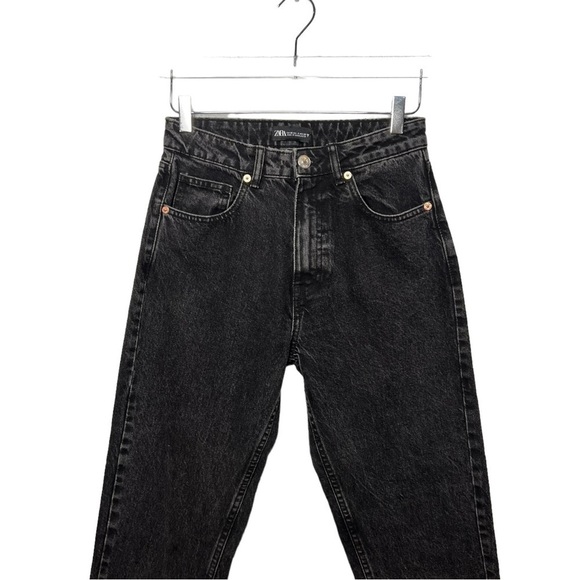 Zara High Rise Black Wash 100% Cotton Women’s Jeans Sz 4 - Picture 3 of 11